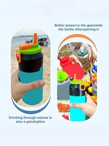 1 pieza Tapa reutilizable de silicona para pajita, nueva tapa creativa con pajita para latas de bebida, apta para refrescos, bebidas, zumos, aguas con gas (por favor, instale paso a paso para evitar que se desprenda la pajita), esencial para el verano, apta para acampadas y vacaciones al aire libre, así como para reuniones familiares de niños y adultos, garantiza una bebida limpia e higiénica de bebidas carbonatadas, reduce las salpicaduras. Accesorios para tazas, útiles escolares, regalo del Día de la Madre - Multicolor - Ver 11