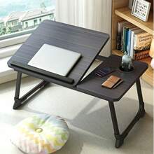 3 Color Options Foldable Adjustable Laptop Desk / Student Dorm Study Table / Slouchy Windowsill Desk, Adjustable Height, Foldable, Bed Desk, Computer Desk, 3 Colors Available, With Cup Holder, Anti-Slip Stopper - Black - View 2