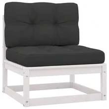 vidaXL 3-tlg. Garten-Lounge-Set mit Kissen Kiefer Massivholz - Blanc - Voir 5