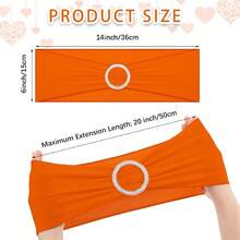 10pcs Elastic Chair Bows With Round Buckle Sliders, Spandex Chair Sashes For Graduation, Dance, Wedding, Party Decoration - Orange - View 3