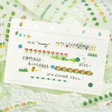 1卷闪光PET切割胶带，彩色水彩创意系列丰富元素小标签贴纸材料，适用于剪贴簿、计划本、相册、笔记本、平板电脑DIY装饰，必备返校文具 - 1roll - 查看 11