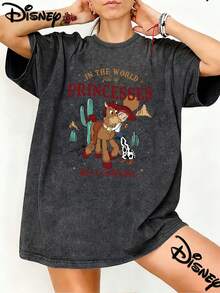 Disney Toy Story Jessie Be A Cowgirl Vintage Washed Black Oversized Cotton T-Shirt, Retro Western Loose Fit Tee For Women, Perfect For Disney Fans, Daily Wear & Gift - màu đen - Xem 1