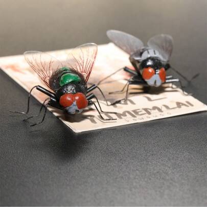  冰箱贴 - 逼真的昆虫设计：苍蝇、蚂蚁、蜜蜂、蜣螂、瓢虫，新奇昆虫冰箱装饰