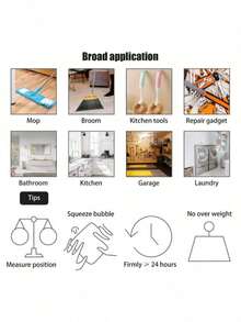 8pcs/4pcs/1pc Random Color Multi-Functional Mop & Broom Hanger Rack, High Strength Adhesive Plastic Material, No Drilling, Wall Mounted Self-Adhesive, Removable, Waterproof, Anti-Slip, Suitable For Home, Bathroom, Kitchen, Toilet, Balcony, Garden, Garage Cleaning Tools - Multicolor - View 10