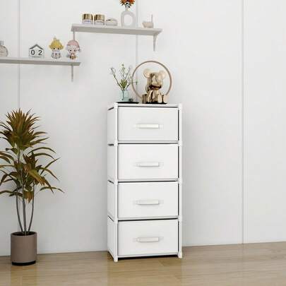 大容量白色塑料抽屉式储物柜，多层抽屉收纳架，独立式衣柜储物箱，适用于存放衣物、化妆品、玩具