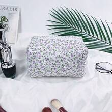 1个大容量花卉绗缝化妆包，化妆品收纳袋，铅笔盒，格子刺绣包 - 彩色 - 查看 7