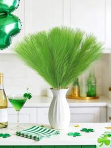 40/30/20/10pcs Artificial Pampas Grass, 54cm (21.27 Inches) Tall. Fluffy Silk-Like Artificial Pampas Grass Bouquet. They Are Bohemian Style Decor. Suitable For Valentine's Day Decor, Bouquet Accessories, Home, Living Room, Kitchen, Wedding, Vase, Bedroom, Room, Garden, Spring Decor And Back To School Season. - Green - View 5