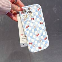 1个可爱TPU材质蓝白格子樱桃图案软奶油波纹加厚防摔精准开孔镜头保护手机壳，适用于 17/17 Pro/17 Pro Max/17 Air/16/11/16 Pro/16 Plus/16 Pro Max/16e/15 Pro Max/13/14/12/11/7G/8P，Galaxy S25/S25 Plus/S25 Ultra/A05/A05S/A06/A07/A16，科技爱好者的时尚之选。 - 白色 - 查看 8