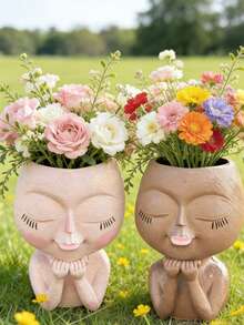 1 pièce Pot de fleurs en résine de taille moyenne, design simple et élégant, très créatif, magnifiquement fabriqué, convient à la décoration intérieure ou extérieure, un choix idéal pour la maison et le jardin - A - Voir 6