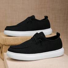 2025 New Men's Casual Classic Comfortable Fashion Sneakers - Breathable High Street Slip-On Shoes, Elastic Knit Mesh Upper, EVA Sole, Versatile For Sports, Students, Leisure, Outdoor, Streetwear, All Seasons, Lightweight & Durable - Black - View 14