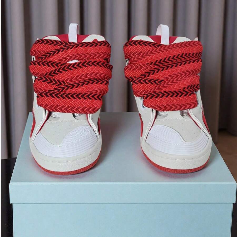 2026 New Retro Casual Sneakers For Men, Unisex Low-Top Flat Shoes With Shoebox, Suitable For Gifts, School, Running, Students - Red - View 1