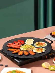 Korean BBQ Iron Plate | Smokeless Cast Iron Grill Pan With Non-Stick Coating, Suitable For Picnics, Home Cooking, And Indoor/Outdoor Grilling - Xem 7