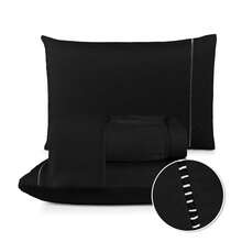Fitted Sheet Set With Elastic + Pillowcase, 400 Thread Count Percale Flex Luxury, Peach Touch, Single, Full, Queen, King - Negro - Ver 4