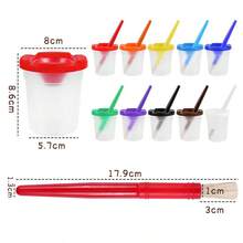 Porte-pinceau, Porte-pinceau en plastique coloré, Tasse de nettoyage de pigment et de mélange de couleurs, Tasse de lavage de pinceau pour graffiti DIY, Tasse de nettoyage de pinceau multifonctionnelle, Anti-renversement d'eau - Ensemble de 5 pinceaux - Voir 7
