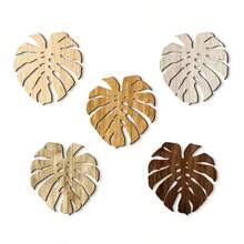 Tropical Leaf Wooden Coasters, Jungle Plant Turtle Leaf Bamboo Wood Coasters For Kitchen, Dining Table - Multicolor - View 5