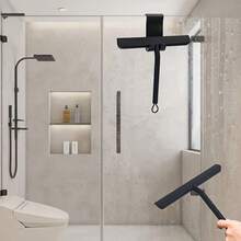 1pc All-Purpose Shower Squeegee, Shower Squeegee For Doors Window Glass Door Cleaner Bathroom Cleaning Floor, 21cm/8.27inch Car Windows Black Silicone Squeegee - Black - View 4