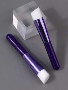 2Pcs Slanted Foundation Concealer Brush, Soft Synthetic Makeup Brush For Liquid Foundation, Portable Beauty Tool - Purple - View 4