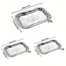 Back To School 3pcs Retro Plate Set, Dessert Plates, Breakfast Trays, Suitable For Afternoon Tea - 銀色 - 查看 2