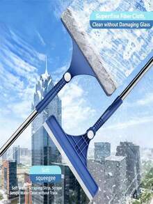 1件装二合一窗户玻璃刮刀，玻璃清洁工具，浴室玻璃刮刀，窗户清洁剂，可伸缩不锈钢长柄汽车挡风玻璃清洁工具，家用和汽车窗户无痕清洁 - 彩色 - 查看 5