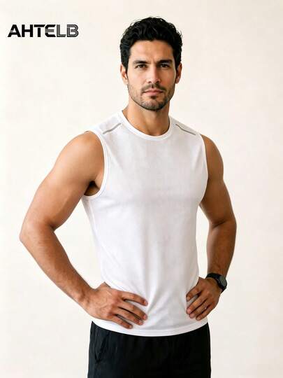  AHTELB 男士纯色无袖背心，轻便休闲运动背心，宽松版型，休闲街头风，日常必备，男士背心，男士肌肉背心，送给朋友、丈夫、男友和父亲的礼物