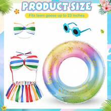 23 Inch Summer Goose Decor Blue Plaid Swim Ring Fashion Glasses Bikini Yard Goose Outfit Patio Decor - F - View 3