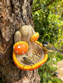 Divertente mangiatoia per uccelli - Decorazione da giardino in resina a forma di fungo unica, accessorio decorativo da esterno (decorazione per la casa), set creativo per mangiatoia da esterno, materiale in resina, decorazione da appendere a recinzione o muro, regalo perfetto per la Festa della Mamma. - A - Visualizzare 7