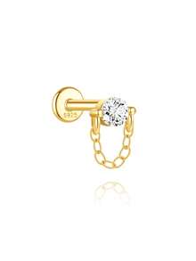 1 đôi bông tai bạc 925 mạ vàng 18K kiểu càng cua, thích hợp cho xỏ khuyên xương tai/sụn tai/xoắn tai, trang sức không gây dị ứng dành cho nữ và bé gái, thích hợp đeo hàng ngày, dự đám cưới, tiệc tùng, lễ đính hôn. - Nhiều màu - Xem 16