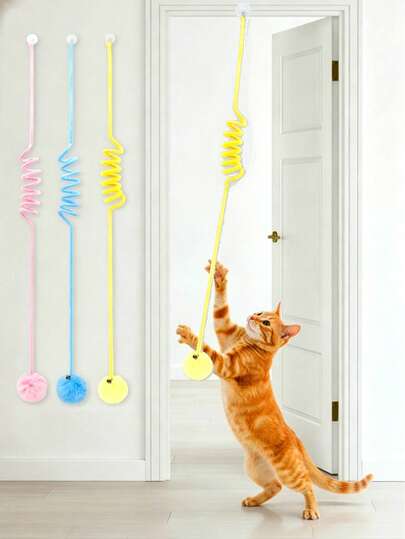 Cat Toys, Cat Spring Ball Retractable Spring Toys, Colorful Spring Tubes, Interactive Rolling Ball Vibrant Springs, Suitable For Caged Mice Spring Action Toys, Indoor Cat Supplies, Durable, Encourage Cat Exercise, Random Color