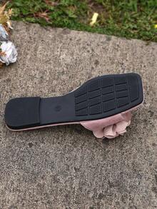 Sandalias planas de mujer con punta cuadrada y sin cordones, zapatillas de verano multifuncionales para mujer con suela antideslizante para la playa - Rosa - Ver 7