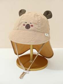 1件兒童卡通動物3D耳朵防曬遮陽帽，可調節下巴繩休閒水桶帽，適合幼兒夏季海灘露營戶外活動 - 1PC - 查看 8