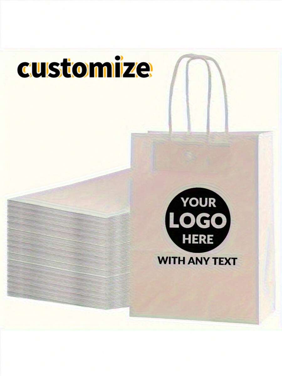 Custom White Kraft Paper Bags, Wedding Gift Bags, Customizable Logo/Patterns, Durable Kraft Paper, Reusable Open Handles, Suitable For Weddings, Corporate Events, Retail Stores, And Personalized Gifts. - Multicolor - View 1
