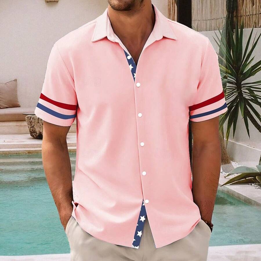 America's 250th Anniversary Independence Day Men's American US Flag Patriotic Fourth Of July Shirt Summer Shirt Button Up Shirt Short Sleeve Fashion Casual Holiday Summer Spring Turndown 3D Print - A508D-AL25282 - 查看 1