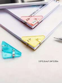 1/3/5pcs Creative Triangle Transparent Plastic Clips, A4 Double Clip File Folder, Office & School Supplies, Back To School Gift - A - View 5