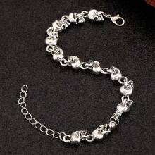 Vòng tay hình đầu lâu bạc phong cách Gothic Dark Punk, độc đáo và đa năng. - Màu Bạc Cổ - Xem 5