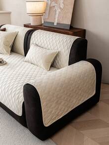 1 chiếc đệm sofa nhung màu trơn, họa tiết hình học, kiểu dáng tối giản, mặt sau chống trượt, thân thiện với thú cưng, mềm mại, đa chức năng chống bẩn và bụi, trang trí sofa ngày lễ, phù hợp cho tựa lưng, tay vịn, sử dụng được quanh năm. - Màu be - Xem 7