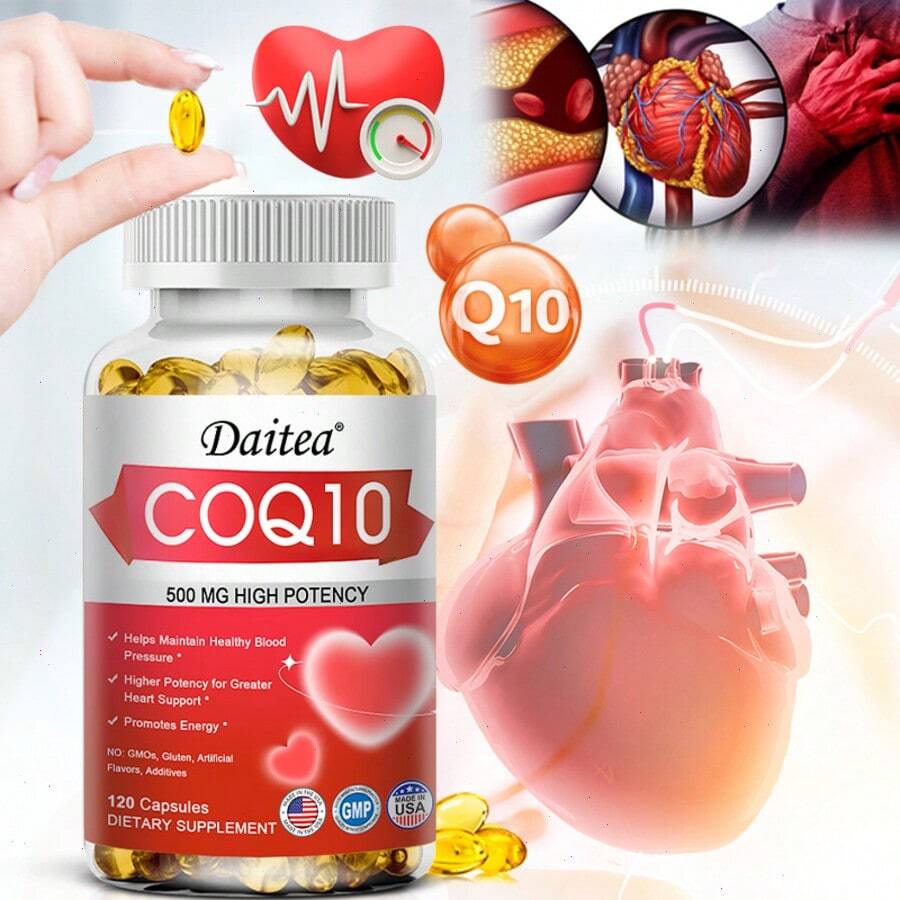 COQ10 Softgels, Protect Heart Health, Support Blood Circulation, Contain 500mg Of High-Potency COQ10, 120 Softgels. - 1瓶 - 查看 1