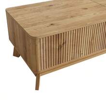 Couchtisch Mit Hubfunktion, Wellenoptik, Offenes Seitenfach, MDF-Material, Moderner Stil - Natural - View 6