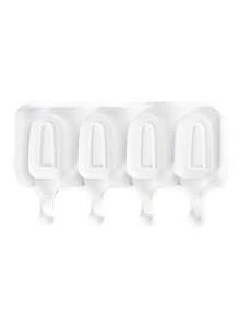 4-Cavity Oval Silicone Popsicle Mold, DIY Ice Cream, Ice Lolly, Ice Cream Maker - White - View 4