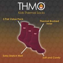 THMO - 3 Pairs Multipack Kids Thermal Socks Ribbed Soft Top Fleece Fluffy Inner Warm Socks For Boys & Girls - Fuchsia - View 5