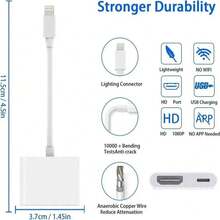 1 pieza Conector de sincronización de audio y video, adaptador convertidor de pantalla de alta definición para computadora, TV y monitor, compatible con plug and play para iPhone 14 Pro Max/14 Pro/14 Plus/14/13/12/11, compatible con, serie, convertidor portátil - Blanco - Ver 2
