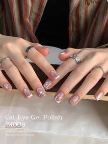 XEIJAYI 1 Botella de 10ml de Polvo de Uñas de Ojo de Gato, Brillo Metálico Cambiante de Color Adecuado para Esmalte de Uñas de Gel DIY para Uso Doméstico y de Salón - Rosa Pálido - Ver 5