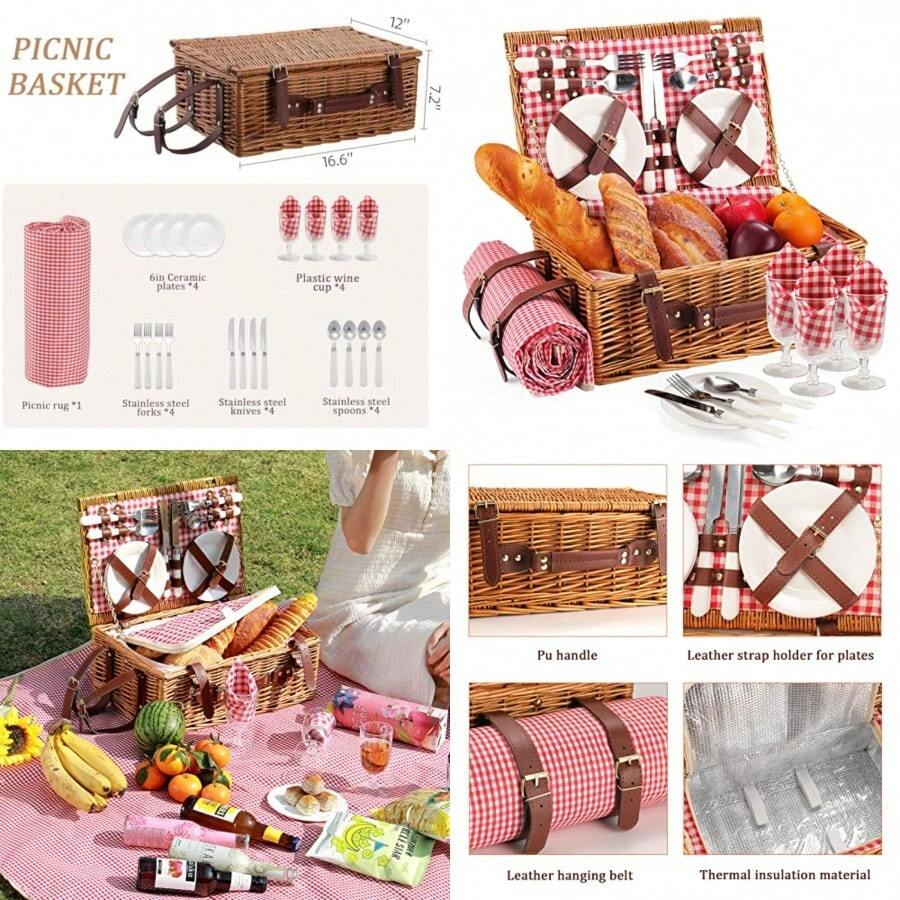 Picnic Sets - Small Red and White Squares - View 1