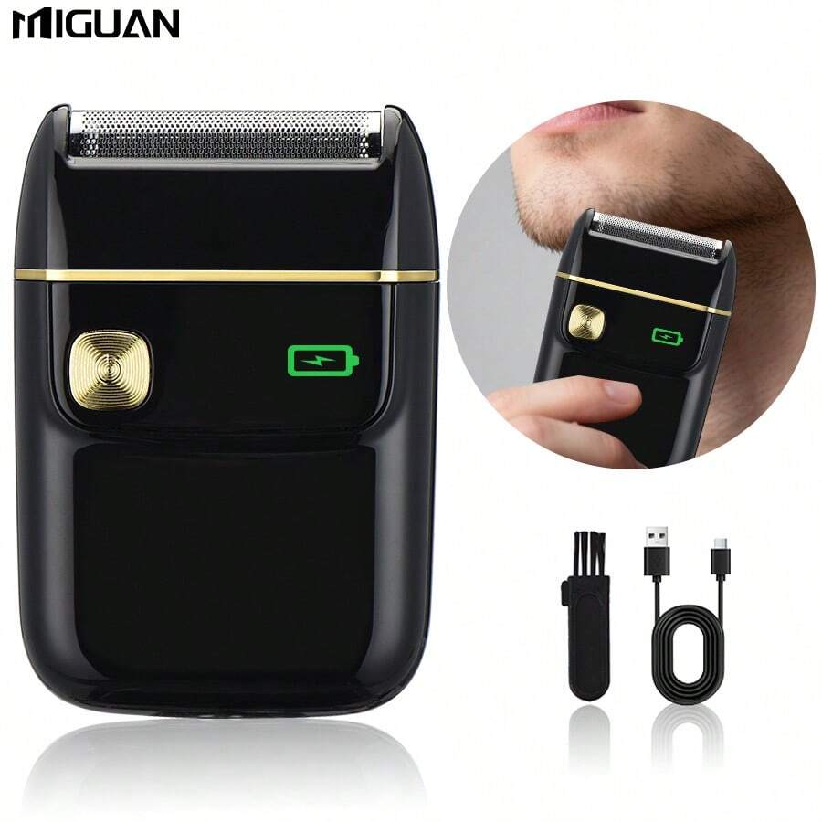 Rechargeable Electric Shaver - Reciprocating, Portable, Replaceable Foil, Black - For Travel & Home Use, Men's Gift, 500mAh Battery Capacity