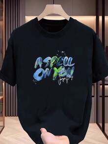 Nueva Camiseta de Verano con Estampado A SPELL, Manga Corta, Algodón Puro, Estilo Urbano Unisex, con Letras de Graffiti, Top de Moda - Blanco - Ver 5
