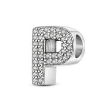 1 Stück S925 Sterling Silber Buchstaben Serie A-Z Perlen, geeignet für DIY Armband, Halskette, Schlüsselanhänger, Anhänger Schmuckherstellung, Geschenk für Frauen, geeignet für Valentinstag, Muttertag - Silber - Übersicht 36