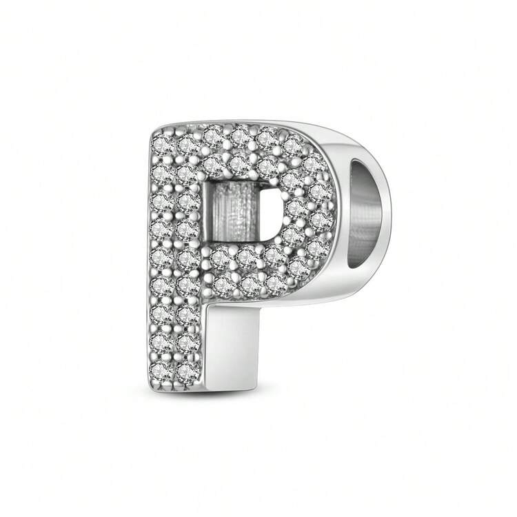 1 hạt bạc Sterling S925 hình chữ cái từ A-Z, thích hợp để tự làm vòng tay, dây chuyền, móc khóa, mặt dây chuyền, quà tặng cho phụ nữ, thích hợp cho Ngày Valentine, Ngày của Mẹ. - Bạc - Xem 36