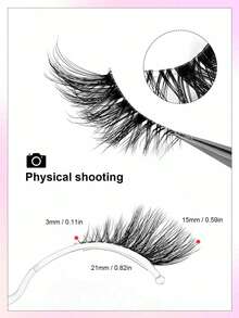 1片自然逼真的仿真假睫毛，轻盈柔软，新手友好，日常裸妆，浓密卷翘，持久定型，眼妆，放大双眼，模拟自然妆容 - 查看 8