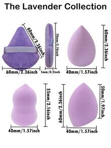 紫色美妆蛋和粉扑套装 12/24/36 件装，不含乳胶的亲水性聚氨酯化妆海绵，柔软的化妆粉扑，适用于粉底液、膏状产品、遮瑕膏和散粉的涂抹。 - 彩色 - 查看 2