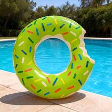 Flotador inflable con diseño de rosquilla verde, flotador de piscina de verano lindo con decoración de chispas de colores - Verde - Ver 3