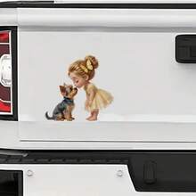 1pc Cartoon Car Sticker, Sweet Blonde Girl Kissing Puppy, Suitable For SUV, Truck Door, Laptop, High-Quality Vinyl Material, Removable, Waterproof And Sunproof, Birthday Gift, Road Trip Decor, Applicable For Windows, Bumpers, Trunk, Attractive Vehicle Decal, Animal Lover Gift, Female New Driver Accessory - A - View 5
